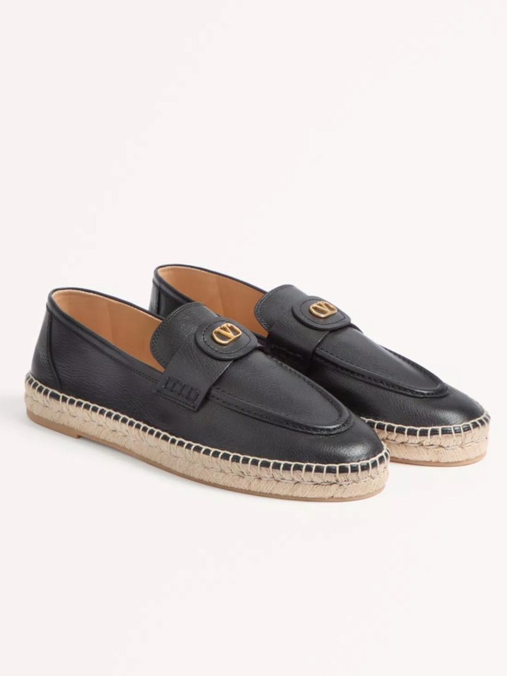 Valentino Garavani Palm Avenue Espadrille Loafers Leather Black - 41 (US 11)